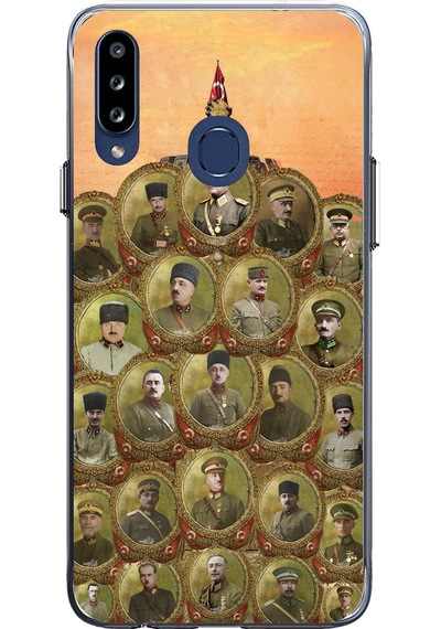 Samsung Galaxy A20s Uyumlu Atatürk Ve Kurtuluş Savaşı Komutanları Baskılı Silikon Kılıf Renkli