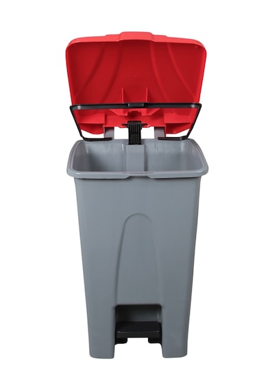 Safell Plastik Pedallı Çöp Kovası 70Lt Çöp Konteyneri Griyeşil