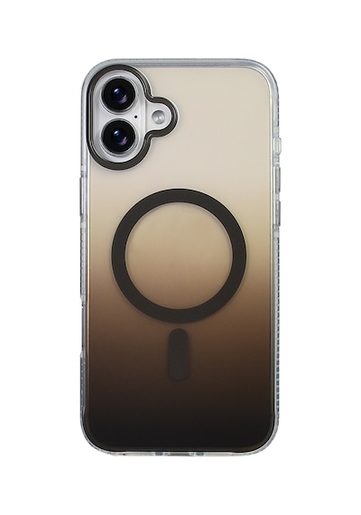 Techaks Apple Uyumlu iPhone 16 Plus Kılıf M-safe Şarj Özellikli Transparan Renk Geçişli Tchs Toros Kapak - Siyah Siyah
