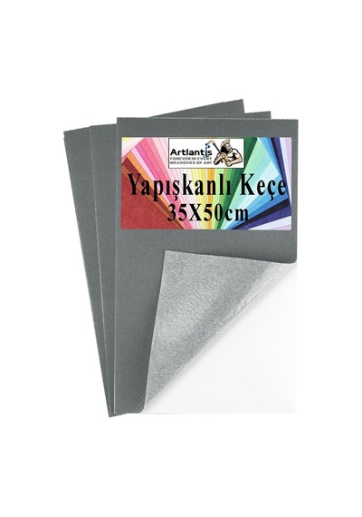 Gri Yapışkanlı Keçe 35x50 Cm 3 Adet 2.0 Mm Kendinden Yapışkanlı Renkli Hobi Keçesi Elişi Keçe Kumaşı Anasınıfı