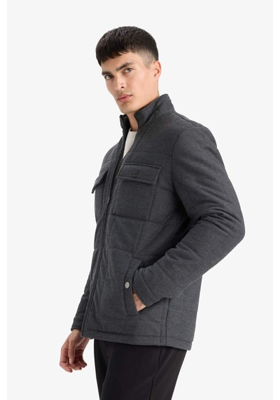 Defacto Slim Fit Dar Kesim Dik Yaka Astarlı Fermuarlı Cepli Kışlık Şişme Penye Mont E7888ax25auar167 Antrasit
