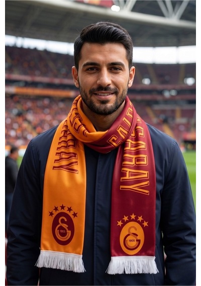 Galatasaray Lisanslı Sarı Kırmızı Şal Atkı Kırmızı - Sarı