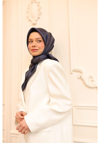 Silk Home Desenli Shiny Eşarp - 8647 - Koyu Lacivert Koyu Lacivert