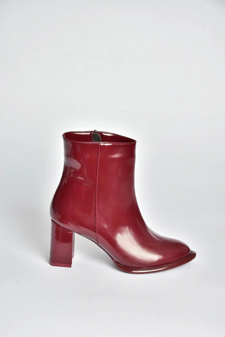 Fox Shoes V590166308 Bordo Rugan Kalın Topuklu Klasik Kadın Bot Bordo-rugan