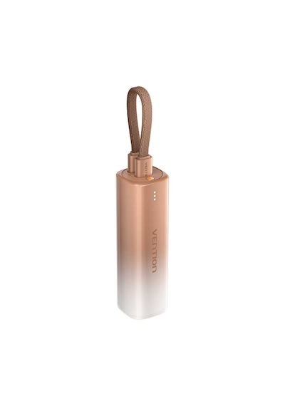Vention 5000mah 20w Mini Powerbank Usb-c Ve Lightning Çıkışlı Dahili Askı Kablolu Altın Kahverengi