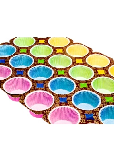 Renkli Kağıt Muffin Cupcake Mini Kek Kalıbı Tepsisi 24 Hazneli 125 Adet Diğer