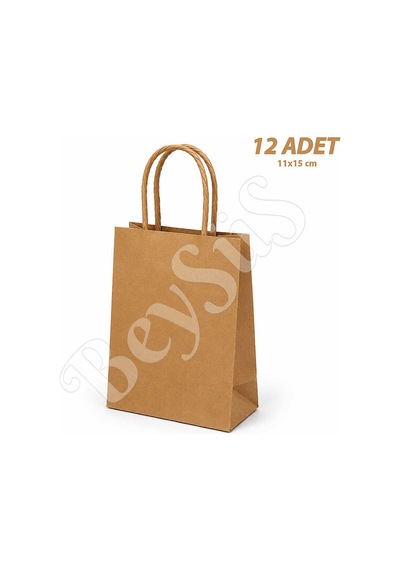 11x15 Cm Hediyelik Kağıt Çanta Kraft 12 Adet Tüm Yaşlar