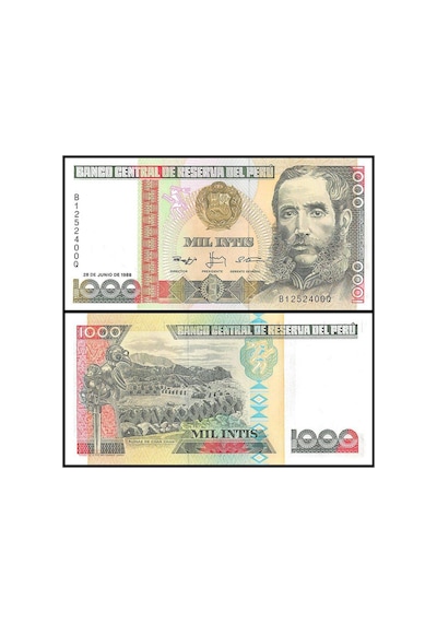 Peru 1988 Yılı 1000 Intıs Kağıt Para Çil Unc Koleksiyon Para