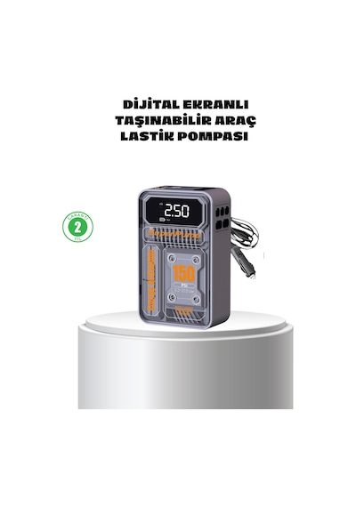 Taşınabilir Kablosuz Hava Pompası 150 Psi Güçlü Basınç 6000mah Şarjlı