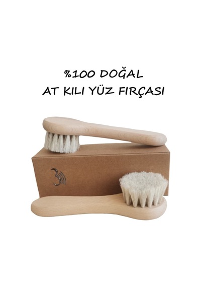At Kılı Yuz Fırcası, Gurgen Agacı Saplı, Masaj Aleti %100 Dogal Karışık