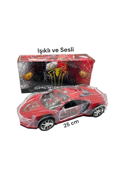 Spiderman Işıklı Sesli Çarp Dön Oyuncak Araba 25 Cm
