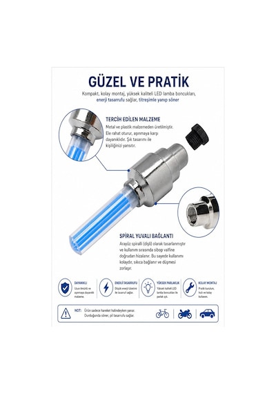 Led Işıklı Bisiklet Ön Far Arka Stop Aydınlatma Işığı Ve Yeşil Sipob Kapağı Haraketli Fotosel Sensörlü Çok Renkli