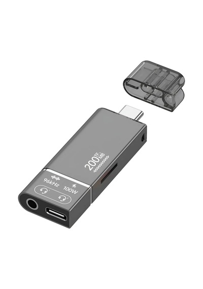Forzacase 4in1 Taşınablilir Type-c To 3.5mm Aux , 100w Pd Ve Tf Kart Okuyucu Çevirici Adaptör - Fc1167
