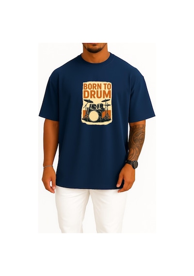 Bahriyeli Collection Oversize Bateri Davul İçin Doğmak Göğüs Tasarımlı Unisex T-shirt Lacivert Bahriyeli Collection Oversize Bateri Davul İçin Doğmak Göğüs Tasarımlı Unisex T-shirt Lacivert