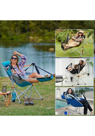 Kingcamp Orchid Lux Ayak Dayamalı & Salıncaklı Hamak Kamp Sandalyesi Bl/grey Gri - Siyah