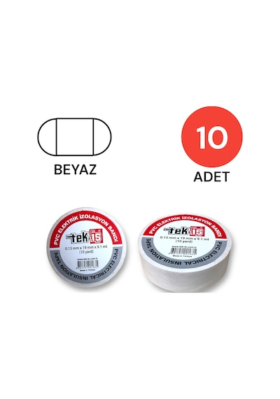 Tek-iş Izole Bant Elektrik Bandı Beyaz 10 Adet