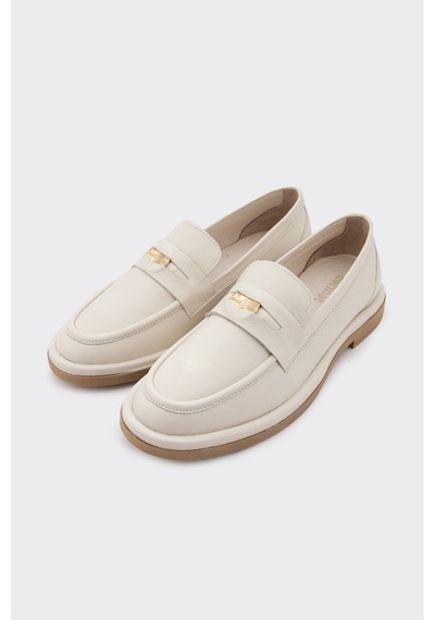 Derinet Tokalı Kadın Loafer Kırık Beyaz Kırık Beyaz