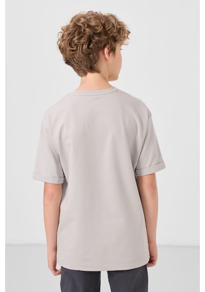 Tommylife Taş Pamuklu Yumuşak Dokulu Oversize Baskılı Erkek Çocuk T-shirt - 11301 Taş