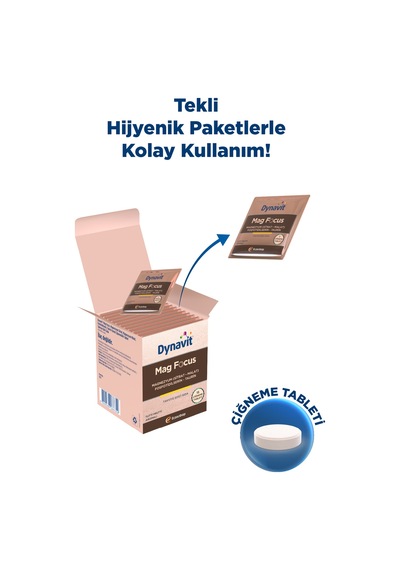 Dynavit Mag Focus 15 Çiğneme Tab - Magnezyum Malat & Sitrat, Fosfotidilserin, B6 & B12 Vitamini -