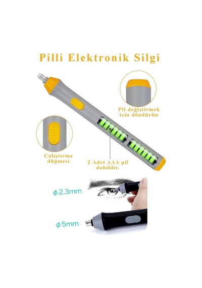 Otomatik Elektronik Silgi Pilli 23 Parça 1 Paket Karakalem Eskiz Çizim Taşınabilir Kalem Silgi Dağıtma Karıştırıcı