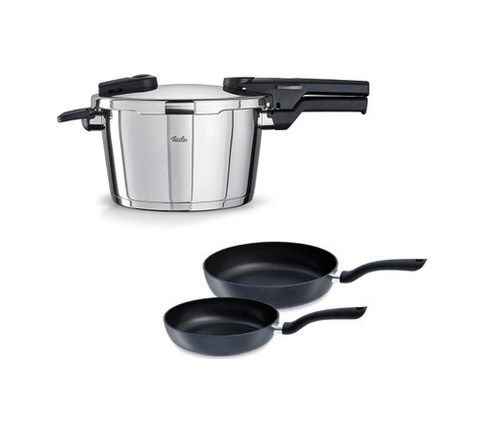 Fissler Vitaquick Glossy 4,5 Litre Düdüklü Tencere + Tava Set Bakır - Siyah