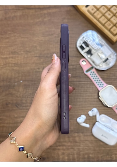 Redmi Note 13 Pro 4g Uyumlu Premium Deri Dokulu Darbelere Karşı Dayanıklı Nazal Silikon Kılıf Mor