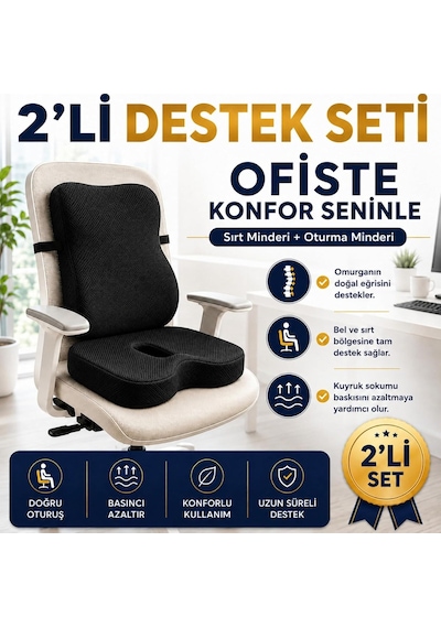 Tr Viscora 2'li Ortopedik Visco Minder Seti Ergonomik Bel, Sırt Ve Kuyruk Sokumu Desteği Diğer