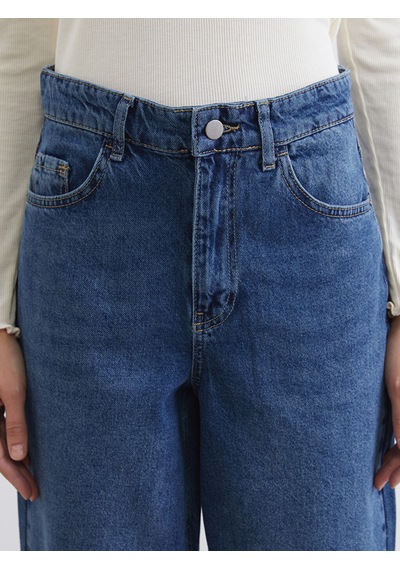 Lcw Modest İndigo Barrel Fit Kadın Jean Pantolon
