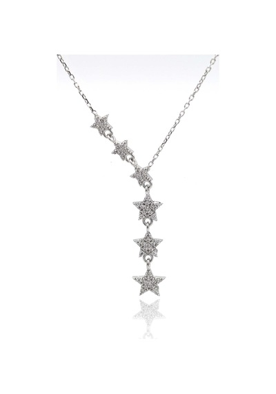 Zirkon Taşlı Yıldız Tasarım 925 Ayar Gümüş Kadın Kolye 201024388 Gümüş