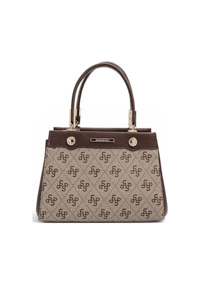 Silver & Polo Silver Polo Koyu Bej - Kahve Monogram Kadın El Çantası Sp1292