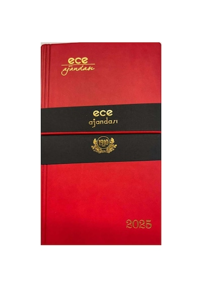 Ece Ajanda Yeni Akçay Kırmızı Çizgili Günlük 12x18 2025 Siyah