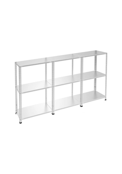 Galvaniz 3 Katlı 3lü Birleşik Arşiv Raf Sistemi - Çelik Raf - Metal Raf Metalik
