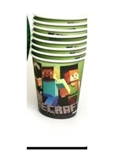 Bardak Minecraft Temalı 8 Li Paket Karton Bardak +3