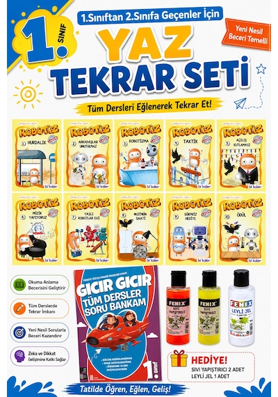 1. Sınıftan 2.sınıfa Geçenler İçin Hikayelerle Yaz Tekrar Seti Slime Set Hediyeli
