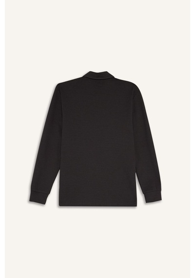 Defacto Regular Fıt Polo Yaka Waffle Sweatshirt F0301AX25AU Antrasit Defacto Regular Fıt Polo Yaka Waffle Sweatshirt F0301AX25AU Antrasit