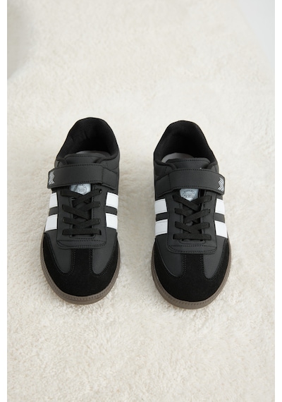 Tonny Black Termo Taban Yanı Şeritli Cırtlı Bağcıklı Sneaker Çocuk Unisex Siyah Beyaz Sneaker Tbzer040 Siyah - Beyaz