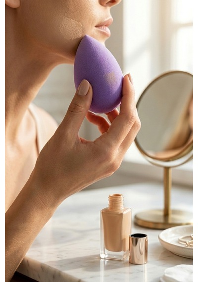 Makyaj Süngeri Mor Beauty Blender Fondöten Ve Kapatıcı Uygulama Süngeri, 6 Cm