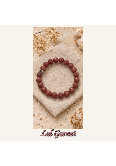 Lal Garnet Taşı Bileklik 8 Mm, Unisex, Elastik Çok Renkli