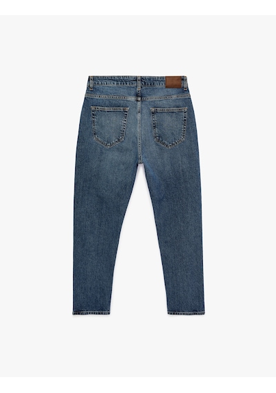 Koton Pamuklu Regular Fit Normal Bel Tapered Jean Pantolon - Joe Jean Koyu İndigo 6sam40162nd
