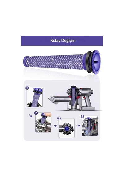 Dyson V6, V7, V8, Dc58, Dc59, Dc62, Dc74 İle Uyumlu Ön Filtre 2'li