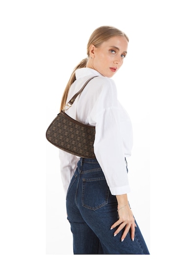 Newish Polo Kadın Farme Monogram Baget El Ve Omuz Çantası New111 Kahverengi