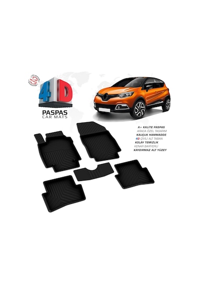 Renault Captur 4d Araca Özel Havuzlu Kauçuk Paspas 2013-2020