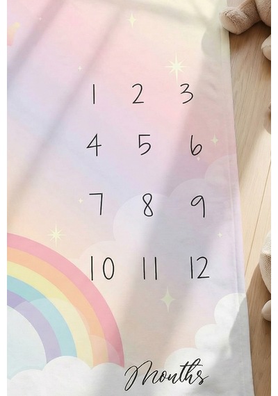 Bebek Anı Battaniyesi 100x150 Cm - Little Rainbow White