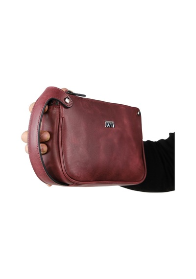 Mft Leather Hakiki Deri Unisex El Çantası Moon Bag 4381 Tiguan Bordo
