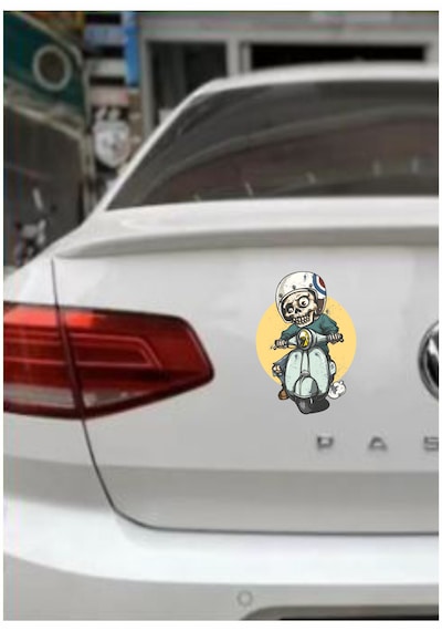 Vespa Scooter Kuru Kafa Sticker - Araba Oto Motosiklet Karavan Sticker - 00012 15x11 Cm