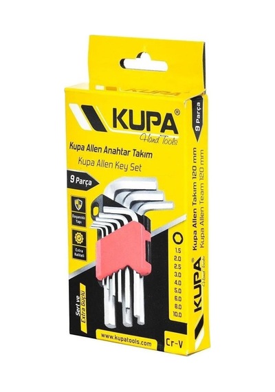 Kupa Çelik Alyan Anahtar Seti Kısa 120 Mm. - 9 Parça Alyen