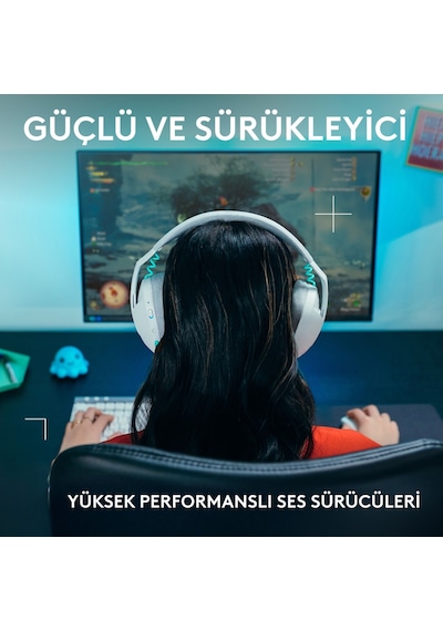 Logitech G321 Lightspeed Bluetooth Kablosuz Hafif Konforlu Mikrofonlu Oyuncu Kulaklığı - Beyaz