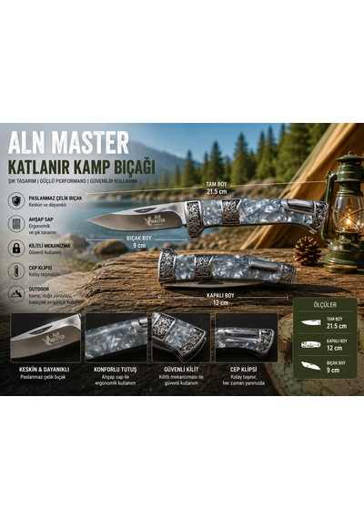 Kamp Bıcağı Çakı Şık Tasarım 002 Açık Gri