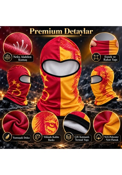 Genel Taraftar Maskesi Kışlık Unisex Termal Balaklava Boyunluk Nefes Alabilen Rüzgara Kırmızı / Standart