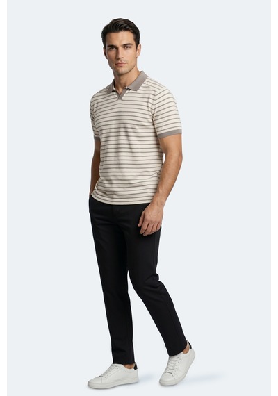 Slazenger Zoll Erkek Polo Yaka Beyaz / Kahve Tişört
